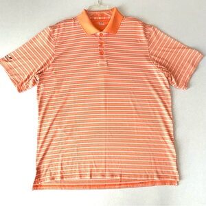 Title 386:
Under Armour Polo XL Orange Stripe Prairie Landing Golf